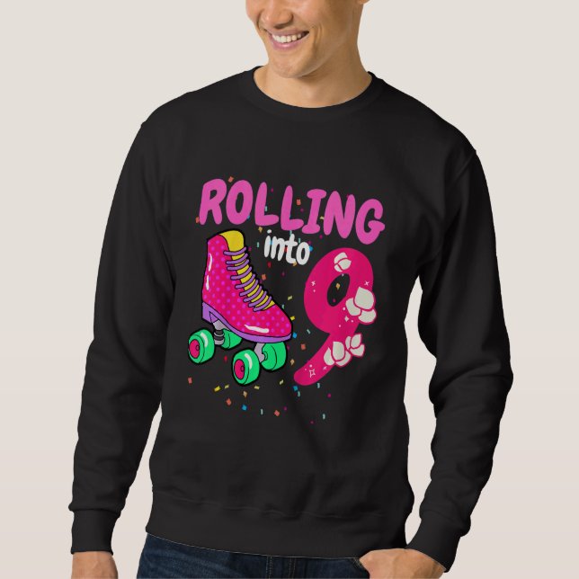Kids Kids Rolling Into 9 Years Let's Roll Roller S Sweatshirt (Front)