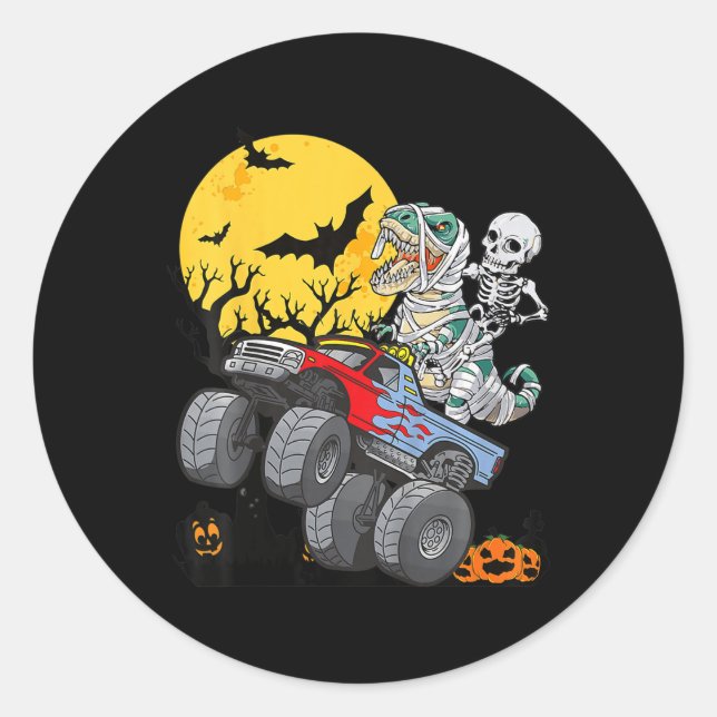 Kids Kids Skeleton Monster Truck Moon Candy Toddle Classic Round Sticker (Front)