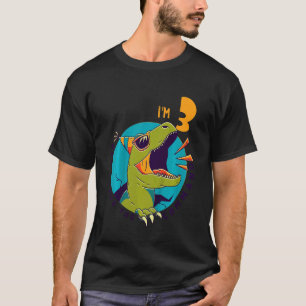 Kids Kids Three 3 yr Birthday Rex Dinosaur 3 Years T-Shirt