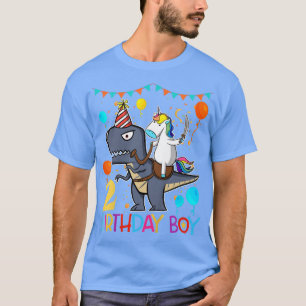 Kids Kids Unicorn Riding Dinosaur Shirt 2 Years Ol