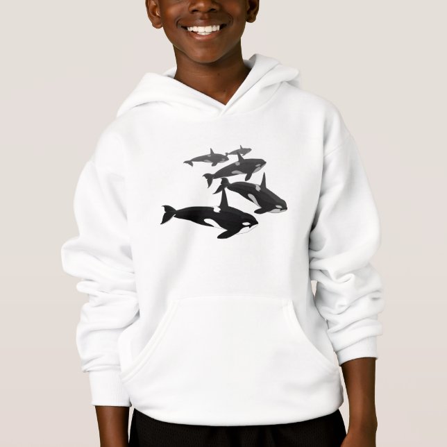 Kids Killer Whale Hoodie Orca Whale Art Sweatshirt (Front)