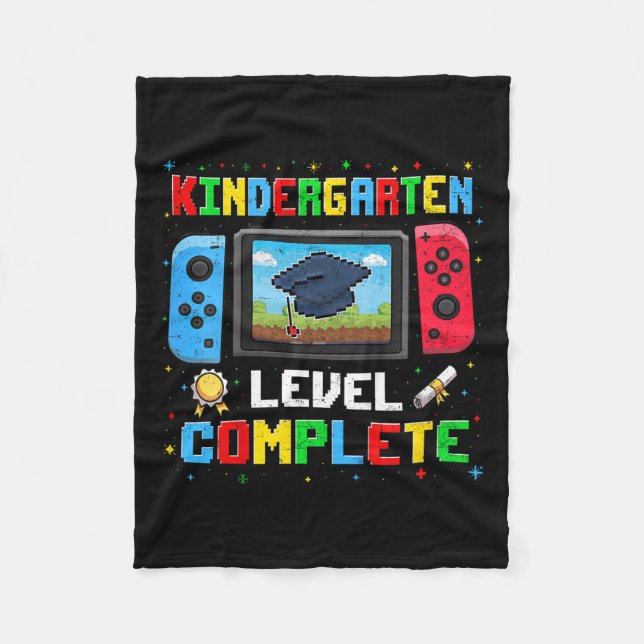 Kids Kindergarten Level Complete Last Day Of Schoo Fleece Blanket (Front)