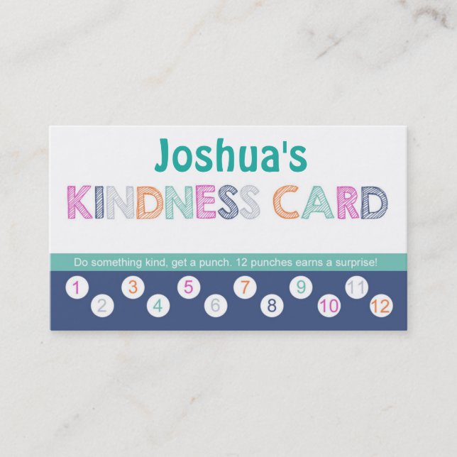 Kids Kindness Punch Card (Front)