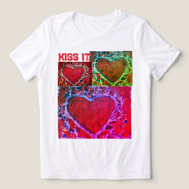Kids "Kiss It" Multiple Hearts t-shirt Tri-Blend Shirt (Design Front)