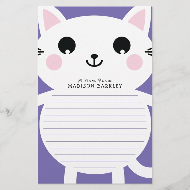 Kids Kitty Cat Cute Stationery (Front)