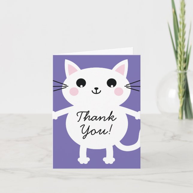 Kids Kitty Cat Cute Thank You Stationary Cards (Front)
