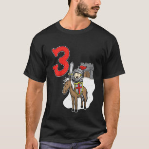 Kids Knight 3rd Birthday Castle And Number 3 T-Shirt