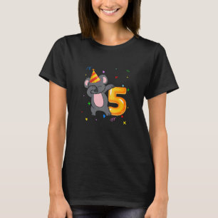 Kids Koala Bear Girl 5th Birthday  5th Year Old Ko T-Shirt