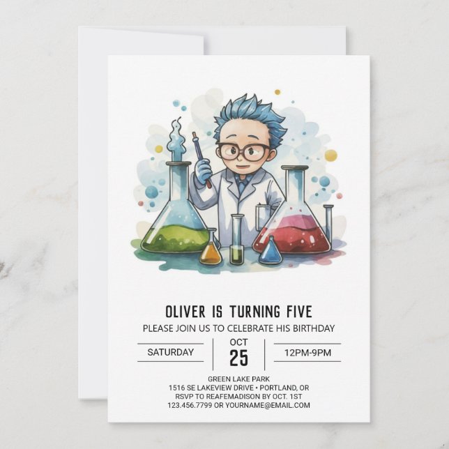 Kids' Lab Discovery Scientist Birthday Invitation (Front)