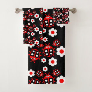 Kids ladybug bath towel set