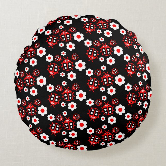 Kids ladybug  round cushion (Front)