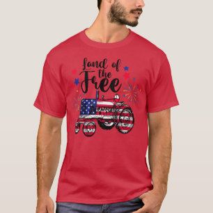 Kids Land Of Free Cute Tractor Farmer Farm 4th Of T-Shirt