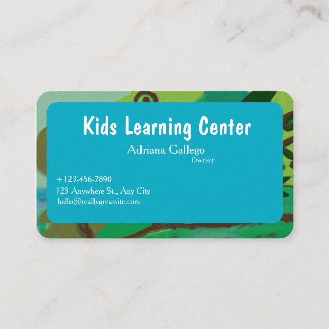 kids leaning centre  Business card (editable) (Front)