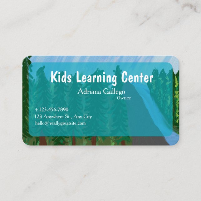 kids leaning centre  Business card (editable) (Front)