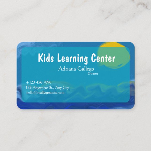 kids leaning centre  Business card (editable) (Front)