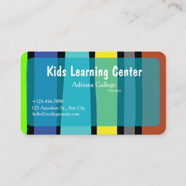 kids leaning centre  Business card (editable) (Front)