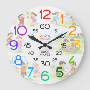 Kids Learn to Tell Time Classroom Wall Clock