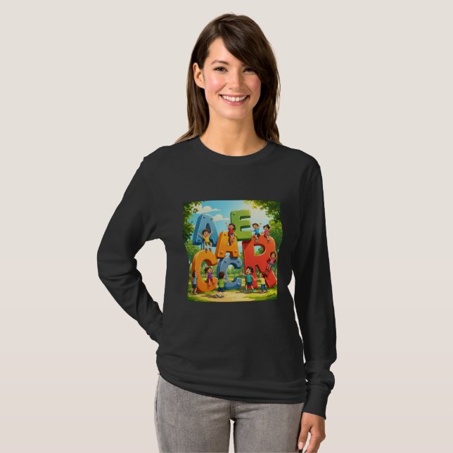 Kids Learning Alphabet Long Sleeve T-Shirt (Front Full)