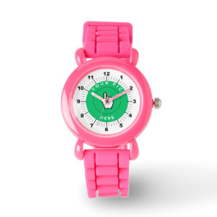 Kid's Leather Strap Watch - Custom - Pink Glitter