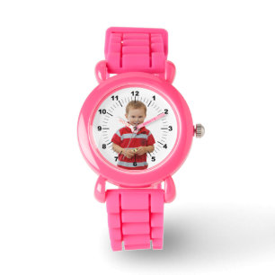 Kid's Leather Strap Watch - Custom - Pink Glitter