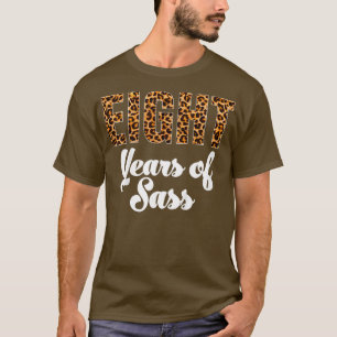 Kids Leopard Eighth Birthday 8 Year Old 8th Birthd T-Shirt