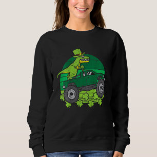 Kids Leprechaun Dino Monster Truck St Patricks Day Sweatshirt