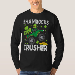 Kids Leprechaun Monster Truck Shamrock St Patrick  T-Shirt