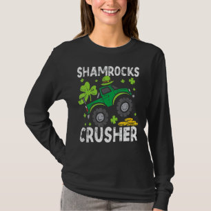 Kids Leprechaun Monster Truck Shamrock St Patrick  T-Shirt