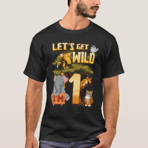 Kids Let's Be Wild I'm 1 Safari Animal Zoo Animal  T-Shirt