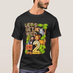 Kids Let's Be Wild I'm 2 Safari Animal Zoo Animal  T-Shirt