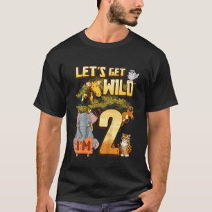 Kids Let's Be Wild I'm 2 Safari Animal Zoo Animal T-Shirt