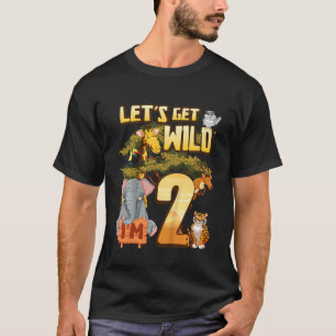 Kids Let's Be Wild I'm 2 Safari Animal Zoo Animal  T-Shirt