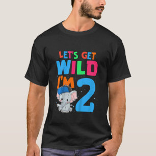 Kids Let's Get Wild I'm 2 Elephants Birthday Te T-Shirt