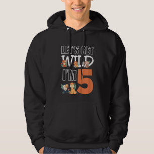 Kids Lets Get Wild Im 5 Kids Birthday Animals Zoo Hoodie