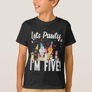 Kids Lets Pawty I'm FIVE! Puppy Dog Themed Birthda T-Shirt
