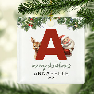 Kids Letter A Monogram Christmas Tree Metal Tree Decoration