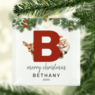 Kids Letter B Monogram Christmas Tree  Metal Tree Decoration