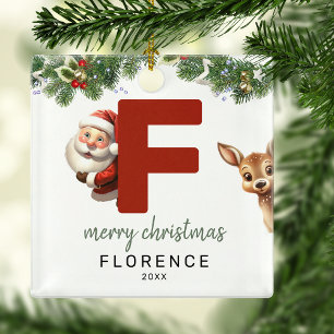 Kids Letter F Monogram Christmas Tree  Metal Tree Decoration