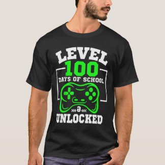 Kids Level 100 Days Of School Unlocked Gamer Video T-Shirt