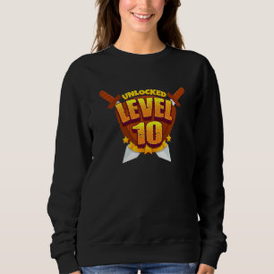 Kids Level 10 Unlocked Gamer 10th Birthday Sweatshirt