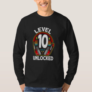 Kids Level 10 Unlocked Video Game Gamer Gaming 10t T-Shirt