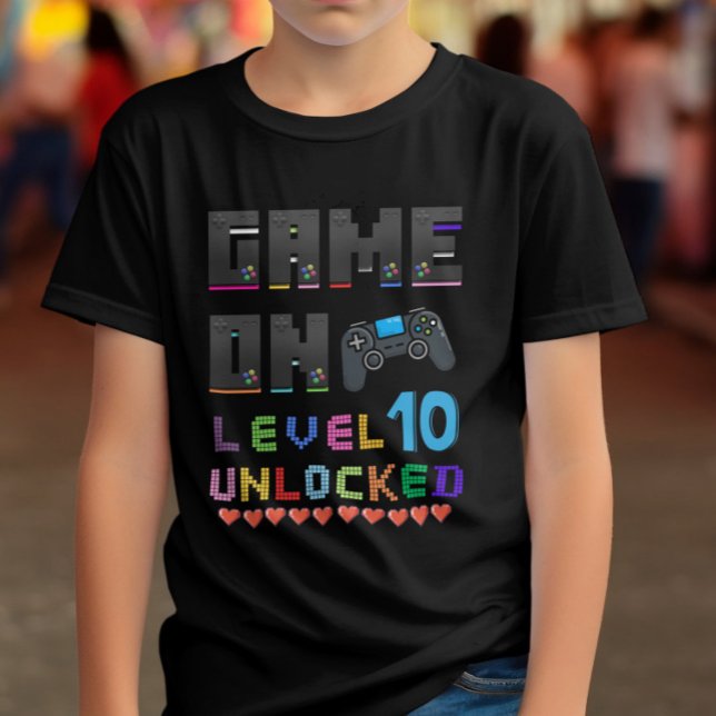 Kids Level 10 Unlocked Video Game T-Shirt (Creator Uploaded)