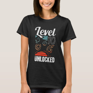 Kids Level 10 Unlocked Video Gamer 10th Birthday B T-Shirt