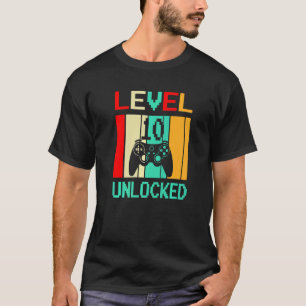 Kids Level 10 Unlocked  Video Gamer 10th Birthday T-Shirt