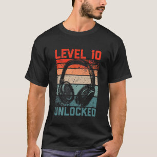 Kids Level 10 Unlocked Video Gamer Lovers 10Th Bir T-Shirt