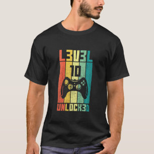 Kids Level 10 Unlocked Vintage Video Gamer 10th Bi T-Shirt