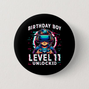 Kids Level 11 Unlocked 11 Years Old Birthday Gamer 6 Cm Round Badge