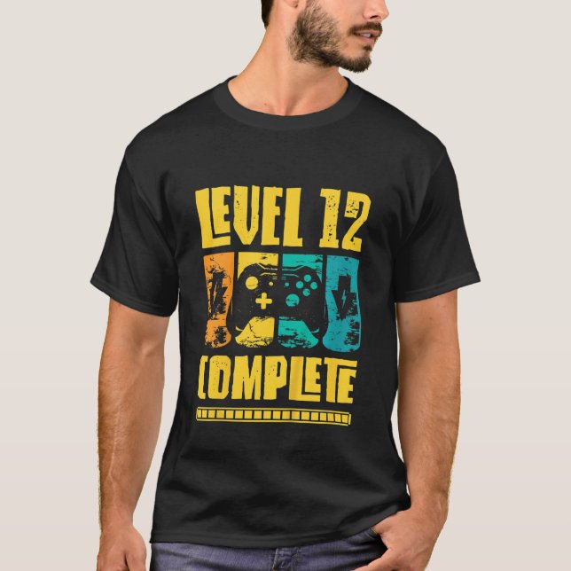 Kids Level 12 Complete Birthday  Boy Gamer Birthda T-Shirt (Front)
