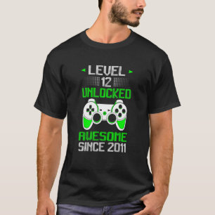 Kids Level 12 Unlocked Gaming 12th Birthday Gamer  T-Shirt