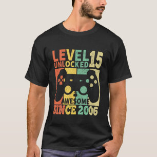 Kids Level 15 Unlocked Boys 15Th Birthday 15 Year T-Shirt